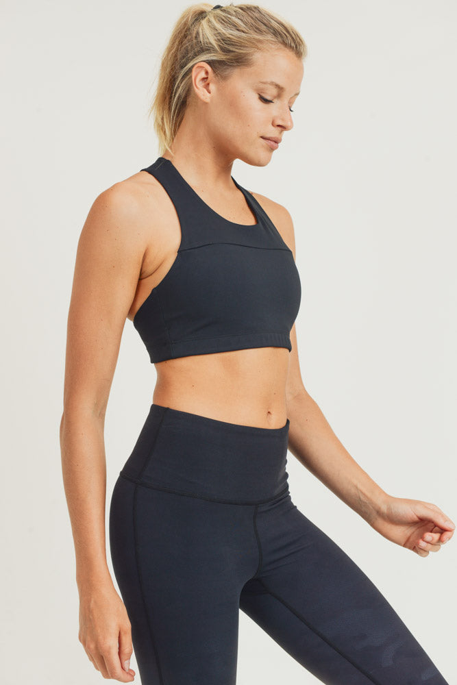 High Neck Cross Back Sports Bra